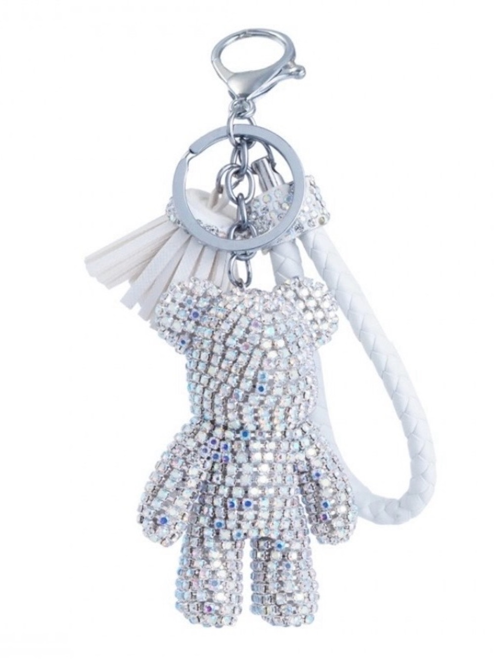 Iridescent Small Teddy Bear Tassel Bag Charm